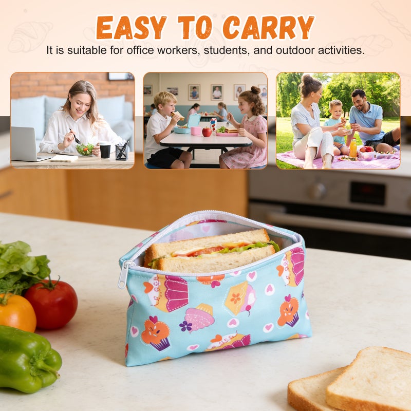 3pcs Reusable Snack Bags Washable Snack Bags with Zipper Portable Sandwich Bag Food Storage Pouch - Image 4