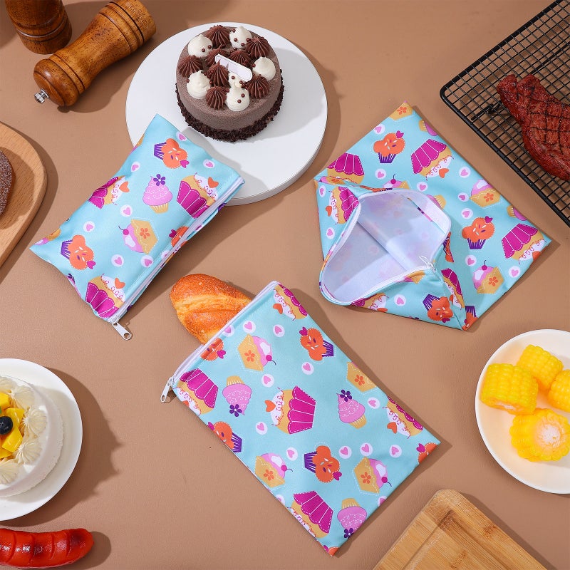 3pcs Reusable Snack Bags Washable Snack Bags with Zipper Portable Sandwich Bag Food Storage Pouch - Image 3