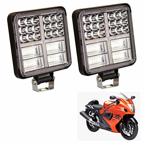 Asryd 56 LED Square Flood & DRL Lights White/Amber Light With Blinking Flasher Beam Off Road Driving Lamp Cree Waterproof 12V (Pack of 2) For Suzuki Hayabusa - Image 1