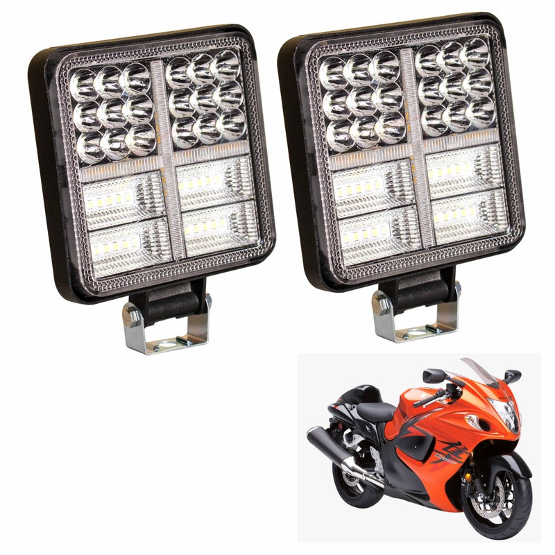Asryd 56 LED Square Flood & DRL Lights White/Amber Light With Blinking Flasher Beam Off Road Driving Lamp Cree Waterproof 12V (Pack of 2) For Suzuki Hayabusa - Image 5
