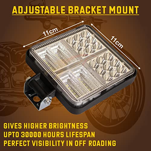 Asryd 56 LED Square Flood & DRL Lights White/Amber Light With Blinking Flasher Beam Off Road Driving Lamp Cree Waterproof 12V (Pack of 2) For Suzuki Hayabusa - Image 3