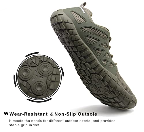 Oranginer Men's Barefoot Running Shoes Breathable Casual Walking Shoes for Men Army Green Size 8 - Image 5