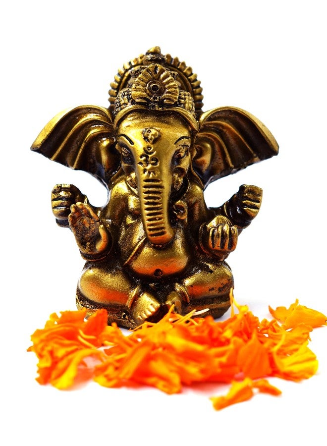 INARA Resin Creation Ganesh Idol Statue Murti for Home Puja Car Dashboard Home Decor & Gift 3 Inch (Design 1) - Image 1