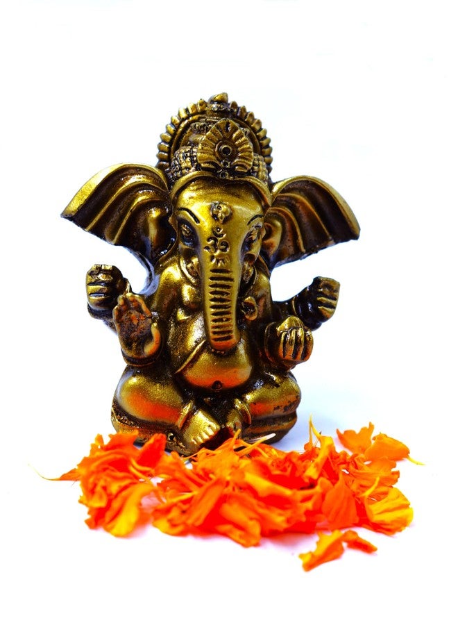 INARA Resin Creation Ganesh Idol Statue Murti for Home Puja Car Dashboard Home Decor & Gift 3 Inch (Design 1) - Image 3