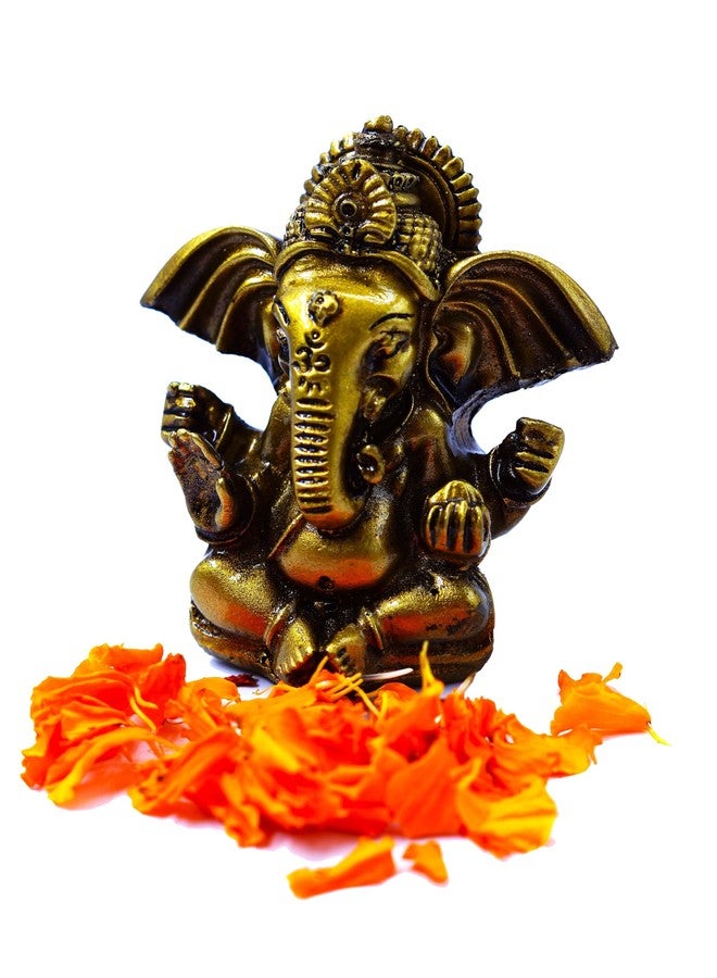 INARA Resin Creation Ganesh Idol Statue Murti for Home Puja Car Dashboard Home Decor & Gift 3 Inch (Design 1) - Image 2