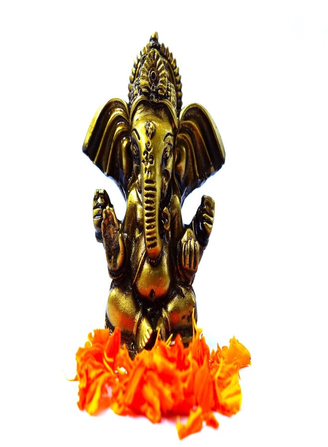 INARA Resin Creation Ganesh Idol Statue Murti for Home Puja Car Dashboard Home Decor & Gift 3 Inch (Design 1) - Image 4
