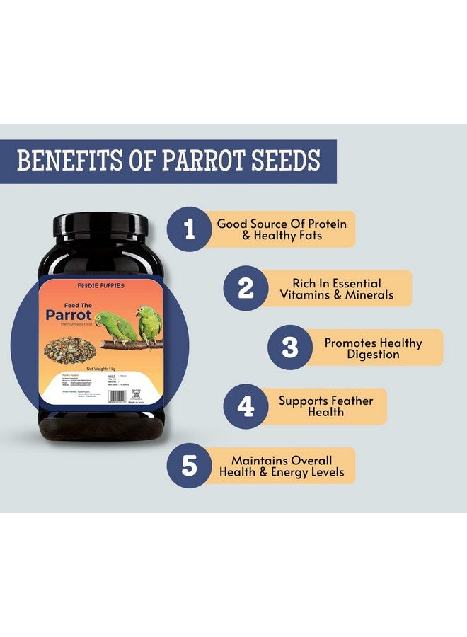 Parrot Bird Food For Big Parrot Birds - (1Kg, Container) Mix Seeds Fortified With Almonds, Peanuts, Pumpkin Seeds & Red Chillis For African Grey, Macaw, Cockatoo, Indian & Other Parrots - Image 2