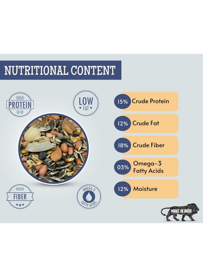 Parrot Bird Food For Big Parrot Birds - (1Kg, Container) Mix Seeds Fortified With Almonds, Peanuts, Pumpkin Seeds & Red Chillis For African Grey, Macaw, Cockatoo, Indian & Other Parrots - Image 3