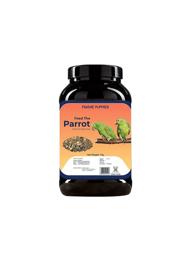 Parrot Bird Food For Big Parrot Birds - (1Kg, Container) Mix Seeds Fortified With Almonds, Peanuts, Pumpkin Seeds & Red Chillis For African Grey, Macaw, Cockatoo, Indian & Other Parrots - Image 1