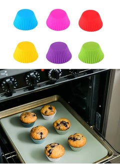 FALMER 6 pieces of reusable silicone cupcake muffin cups 7cm multicolored  - Image 1