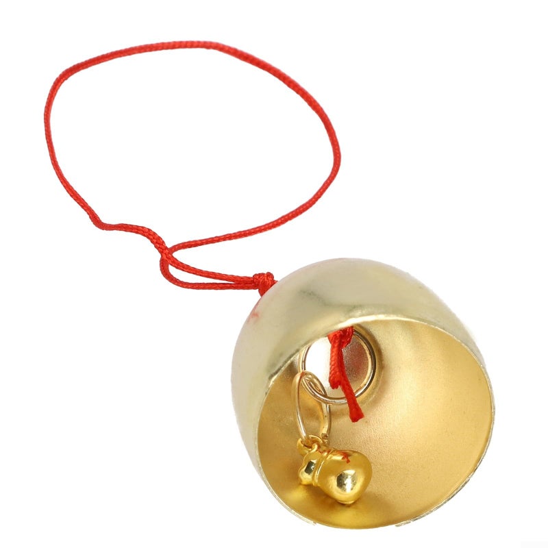 Black Rope Alloy Metal Door Bell Wind Chime Pendant With Gold Finish Brass Bell For Home Decoration - Image 2