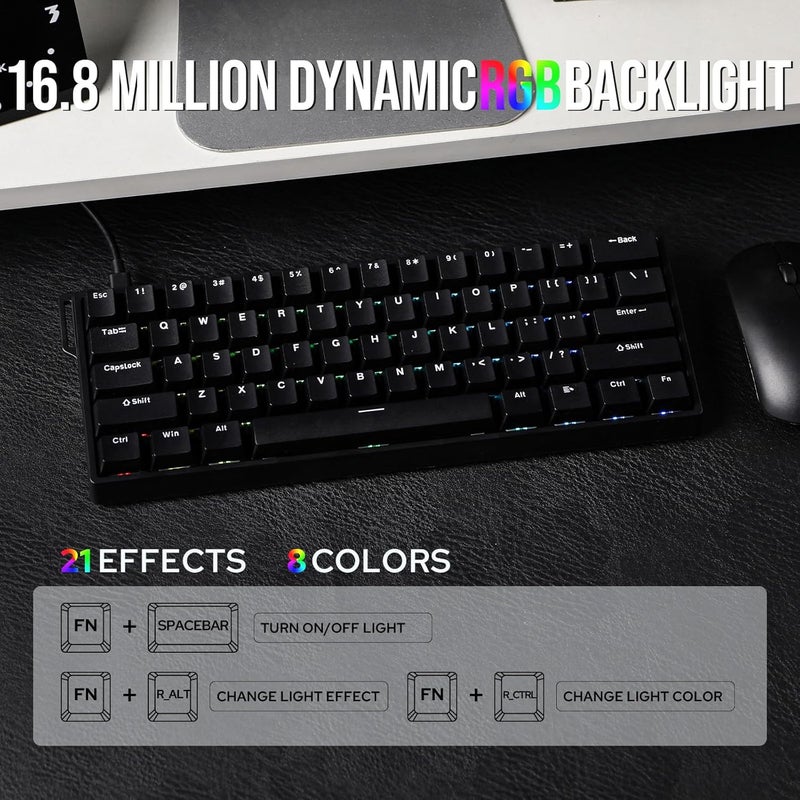 EPOMAKER AULA WIN60 HE 60% Wired Magnetic Keyboard with Adjustable Actuation, 8000 Hz Polling Rate, Hall Effect Switches, Hot-Swap, For FPS Games (Black) - Image 5
