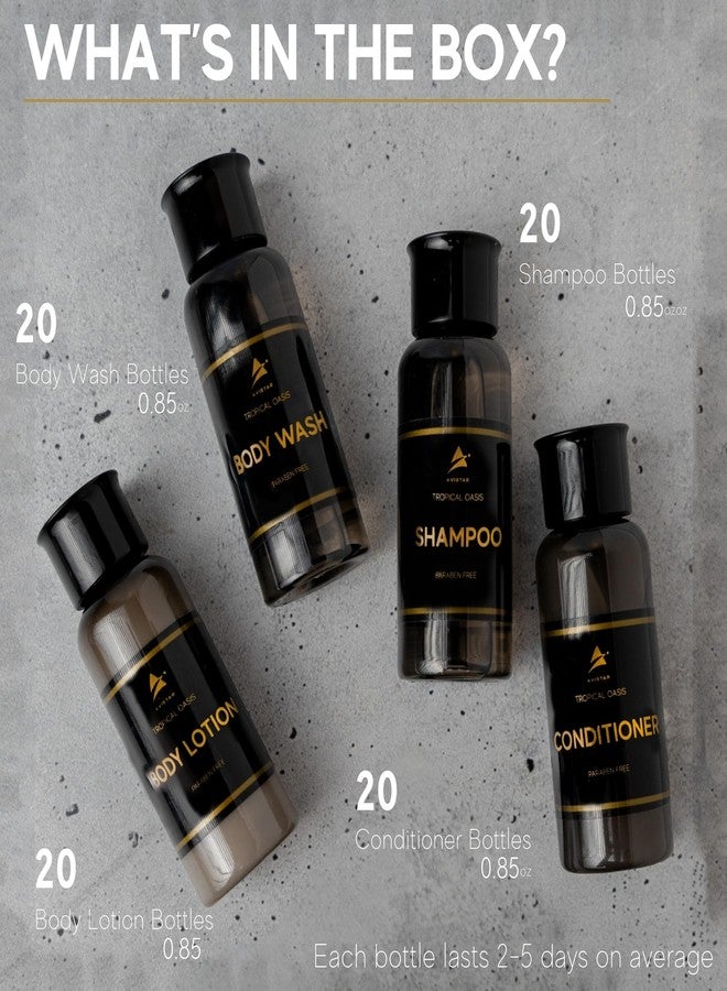 Avistar 80 Piece Set Hotel Guest Soaps for Bathroom, Travel Size Bulk AirBnB Toiletries Set, Supplies for Guests, 20 Pack w/ 20 Shampoo 20 Conditioner 20 Body Wash 20 Lotion - Image 3