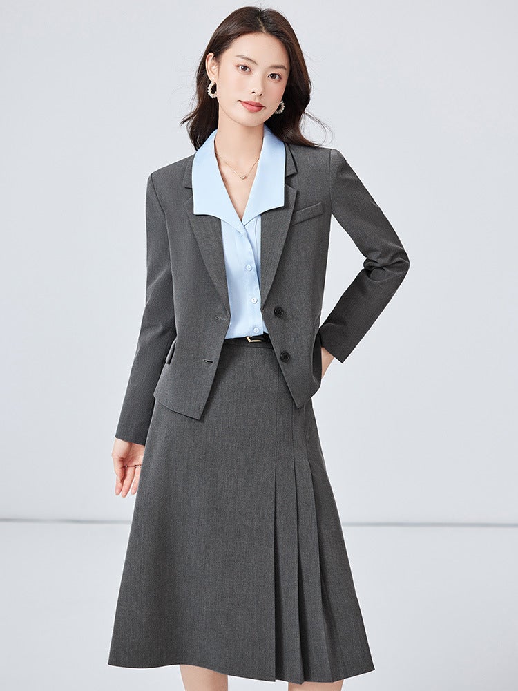 Grey Suit Suit Women'S Civil Servant Commuter Dress Dress For Small Man Suit Jacket Temperament Professional Dress - Image 5