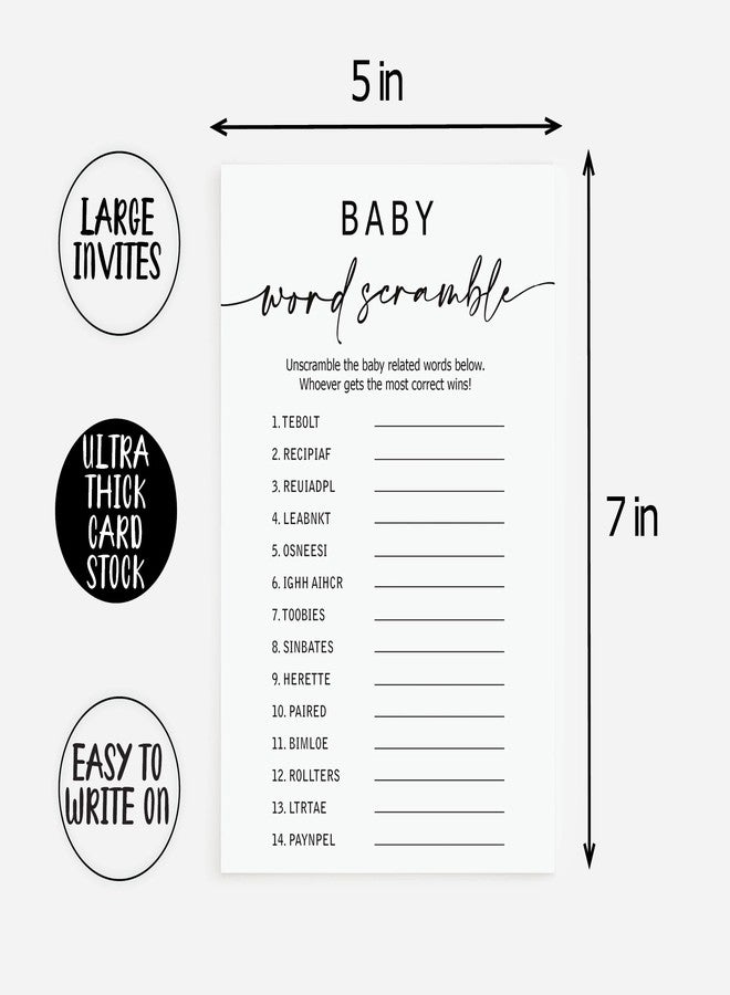 All-Ewired-Up All Ewired Up 50 Baby Shower Word Scramble Game (50-Cards) Fun Baby Shower Game Activity, Gender Neutral Boy or Girl, Minimalist - Image 4