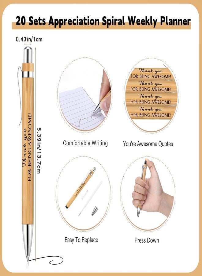 Moinchore 20 Sets Employee Appreciation Gift Bulk for Office Nurse Teacher Thank You Being Awesome Weekly Planner Notebook Pen Sticky Notepad for Staff Coworker Graduation (Bamboo,Retro Color) - Image 3