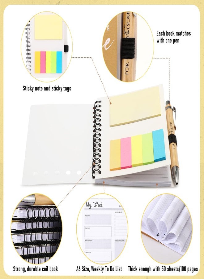 Moinchore 20 Sets Employee Appreciation Gift Bulk for Office Nurse Teacher Thank You Being Awesome Weekly Planner Notebook Pen Sticky Notepad for Staff Coworker Graduation (Bamboo,Retro Color) - Image 4