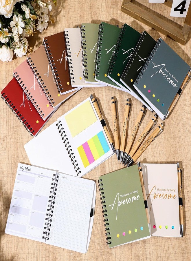 Moinchore 20 Sets Employee Appreciation Gift Bulk for Office Nurse Teacher Thank You Being Awesome Weekly Planner Notebook Pen Sticky Notepad for Staff Coworker Graduation (Bamboo,Retro Color) - Image 5