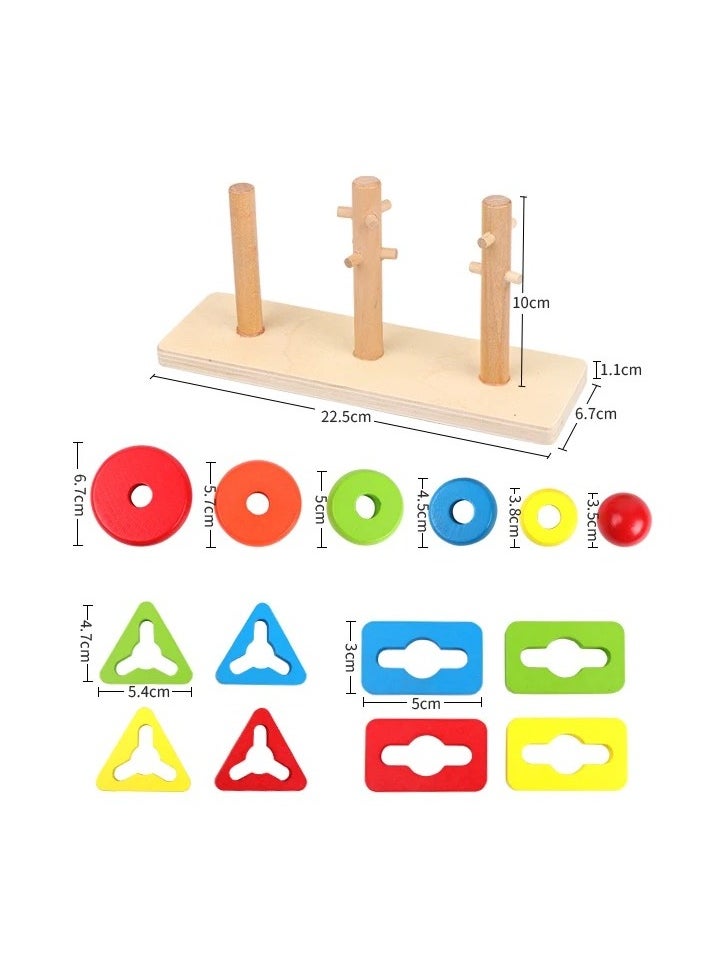 VIO - Montessori Toys for Toddlers Educational Puzzles Rainbow Wooden Sorting Stacking Activity Blocks Sensory 2 3 4 Year Olds Building Motor Skills Development Cognitive Preschoolers Math Teaching Aids Baby Shape Early Learning ​Blocks Intelligent Matching Puzzle Children Rings Toy Classic Stacker ​Color Recognition Birthday Gifts Boys Girls Party Favors - Image 1