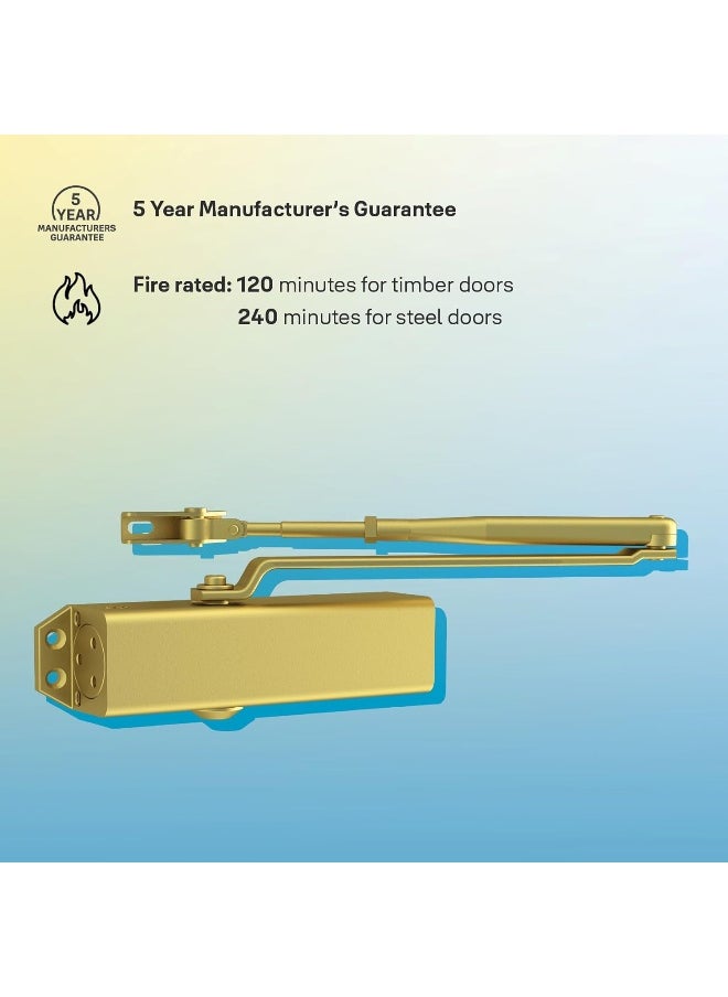 Yale Yale 722 Pro Door Closer For up to 1100mm width and 80Kg door weight, 500,000 cycles tested, Adjustable Latching Speed, Fire rated, Gold  - Image 4
