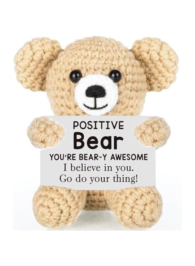 NIBEMINENT Inspirational Gifts Crochet Cute Bear for Women Men, Handmade Emotional Gifts Cheer Up Mental Support for Friends Family Birthday Christmas White Elephant Gifts, Positive Bear Potato Pickle - Image 1