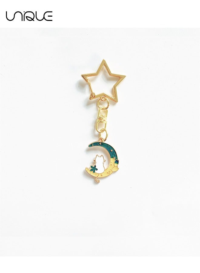 يونيك سلسلة مفاتيح 2 قطعة - سلسلة مفاتيح للزوجين - دريم ستار مون كيتشين - سلسلة مفاتيح قلادة من Cat - أنيقة وفريدة من نوعها - Image 2