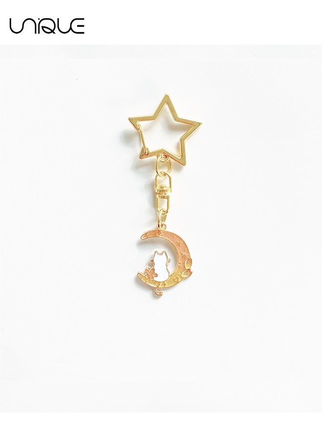 يونيك سلسلة مفاتيح 2 قطعة - سلسلة مفاتيح للزوجين - دريم ستار مون كيتشين - سلسلة مفاتيح قلادة من Cat - أنيقة وفريدة من نوعها - Image 3
