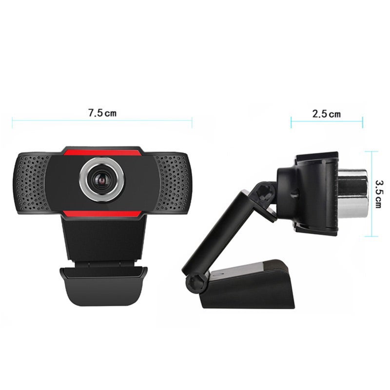 720P Web Camera Black Red 120 Degree Ultra-wide Angle HD Webcam - 80° Rotation Built-in Noise-cancelling Microphone for Video Calling - Image 5