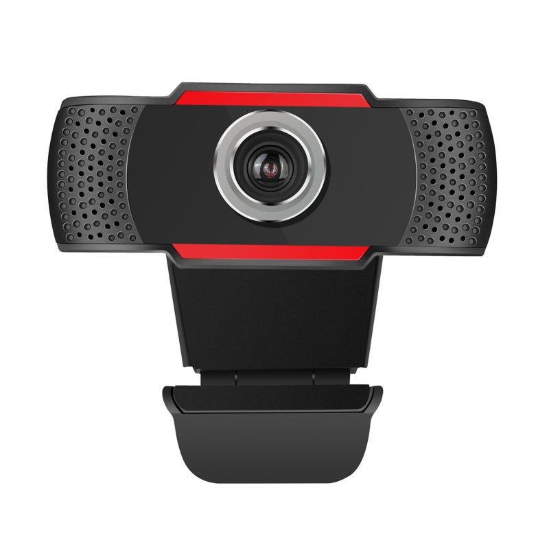 720P Web Camera Black Red 120 Degree Ultra-wide Angle HD Webcam - 80° Rotation Built-in Noise-cancelling Microphone for Video Calling - Image 1