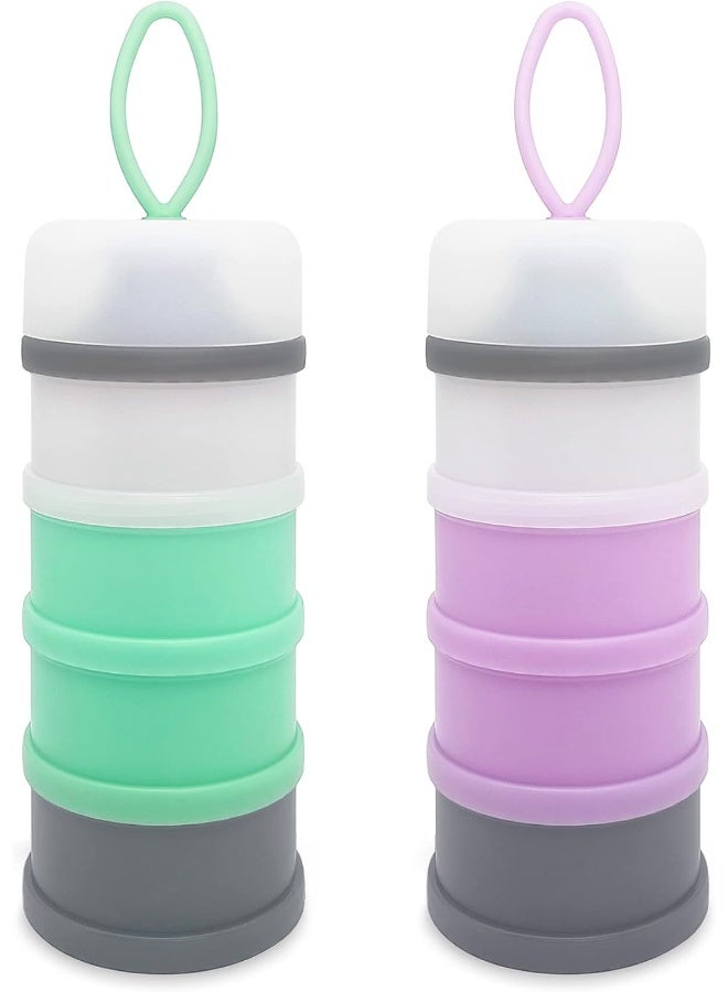 LADISO Baby Formula Dispenser, Formula Container, Portable Milk Powder Dispenser Container, Baby Feeding Travel Storage Container, Non-Spill Stackable Baby Snack Storage Container, BPA Free, 2 Packs - Image 1
