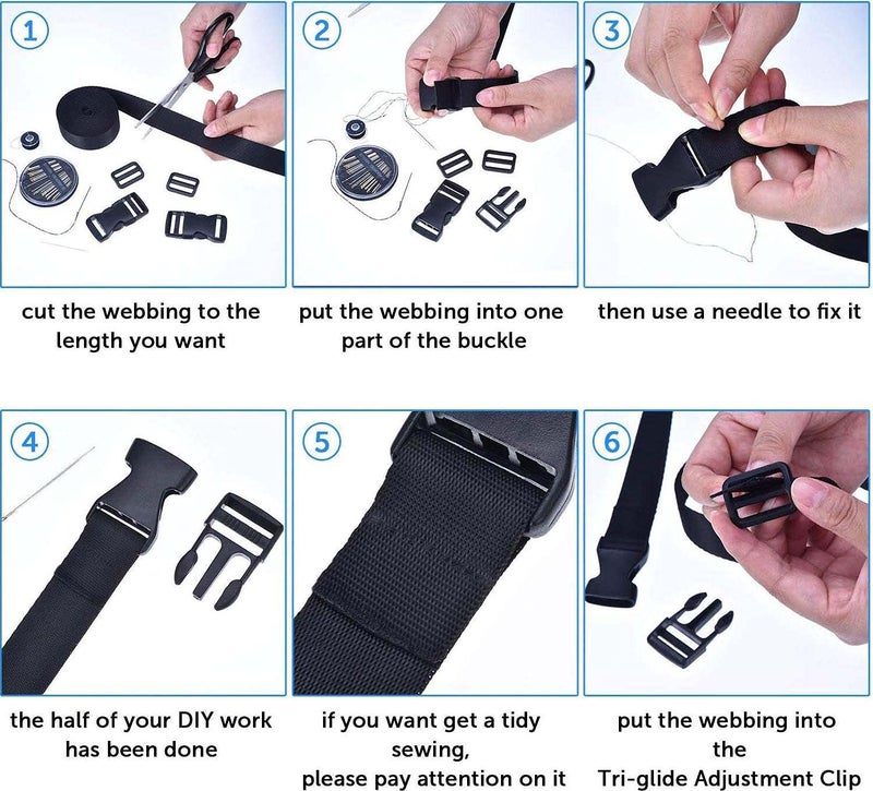 DIY Crafts DIY Crafts 2 inch Set 3 Buckle 3 TriGlide Slide 3mtr Webbing Flat Side Release Buckles TriGlide Slides As Choice Meter Webbing Black Roll 2 inch Set 3 Buckle 3 TriGlide Slide 3mtr Webbing  - Image 3