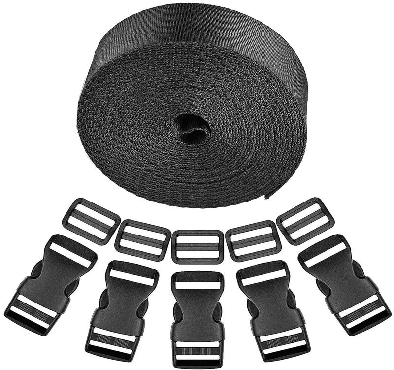 DIY Crafts DIY Crafts 2 inch Set 3 Buckle 3 TriGlide Slide 3mtr Webbing Flat Side Release Buckles TriGlide Slides As Choice Meter Webbing Black Roll 2 inch Set 3 Buckle 3 TriGlide Slide 3mtr Webbing  - Image 1