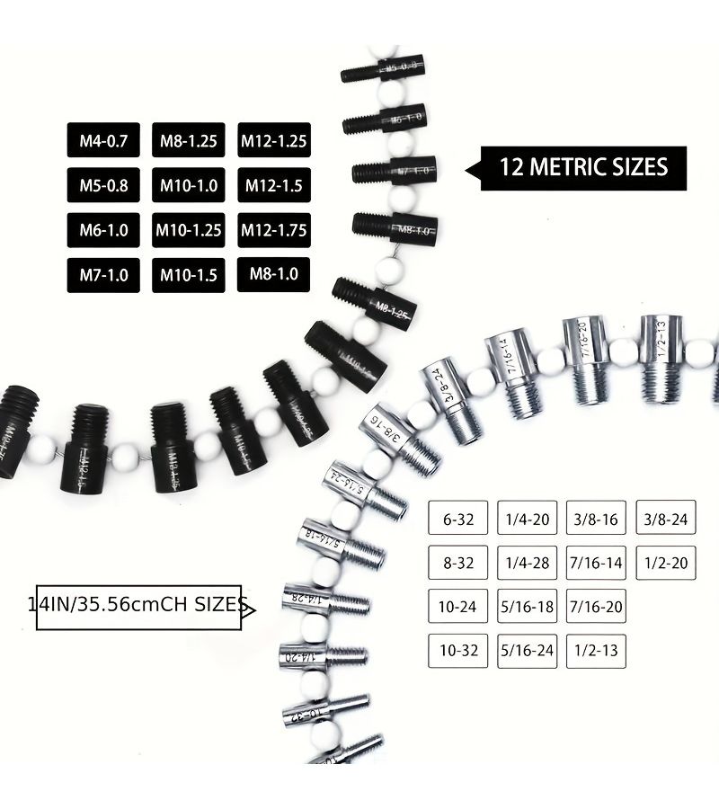Silvery 26pc Thread Gauge Tool Set Imperial Metric for Nuts Bolts Fasteners Durable Metal - Image 5