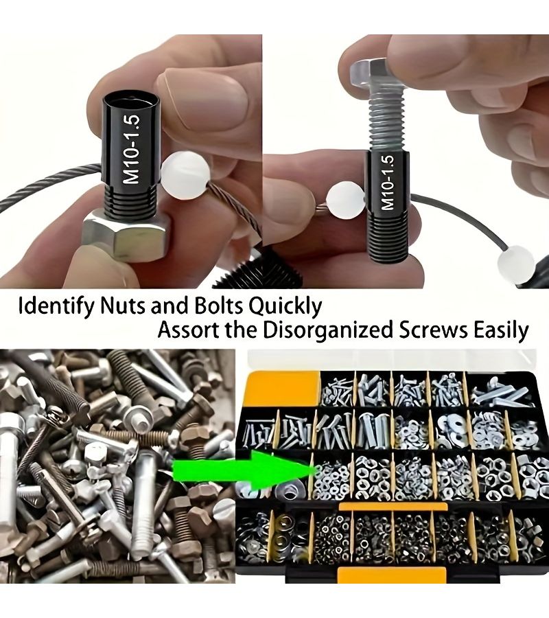 Silvery 26pc Thread Gauge Tool Set Imperial Metric for Nuts Bolts Fasteners Durable Metal - Image 2