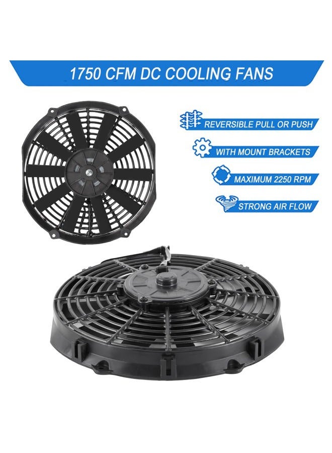CTOCH 12 Inch Electric Radiator Cooling Big Fans Push Pull Universal Slim Fan 12V Mount Kit 1750 CFM Black - Image 2
