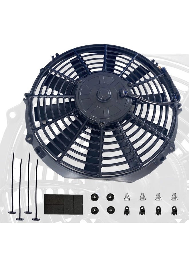 CTOCH 12 Inch Electric Radiator Cooling Big Fans Push Pull Universal Slim Fan 12V Mount Kit 1750 CFM Black - Image 1