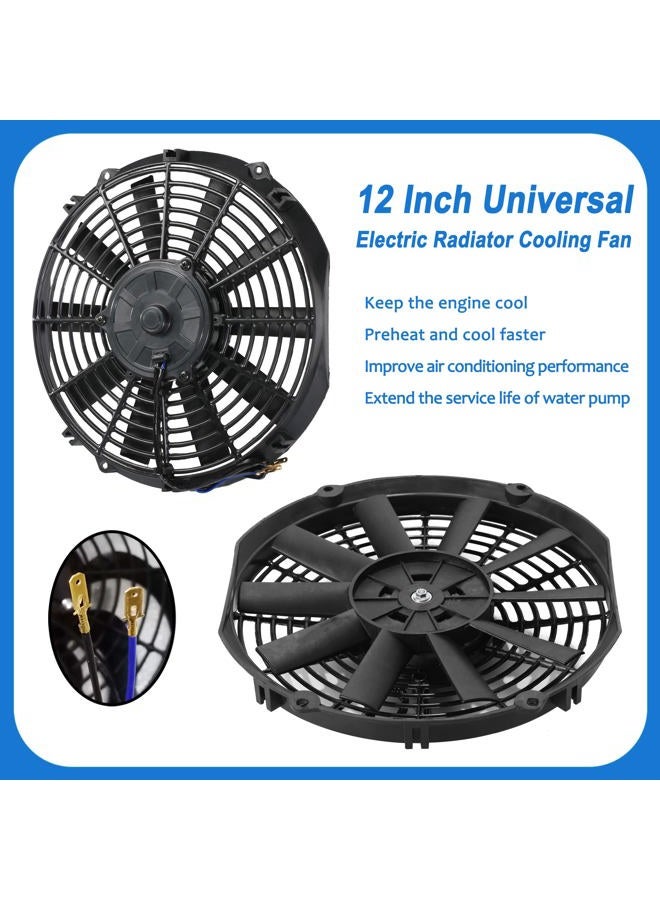 CTOCH 12 Inch Electric Radiator Cooling Big Fans Push Pull Universal Slim Fan 12V Mount Kit 1750 CFM Black - Image 3