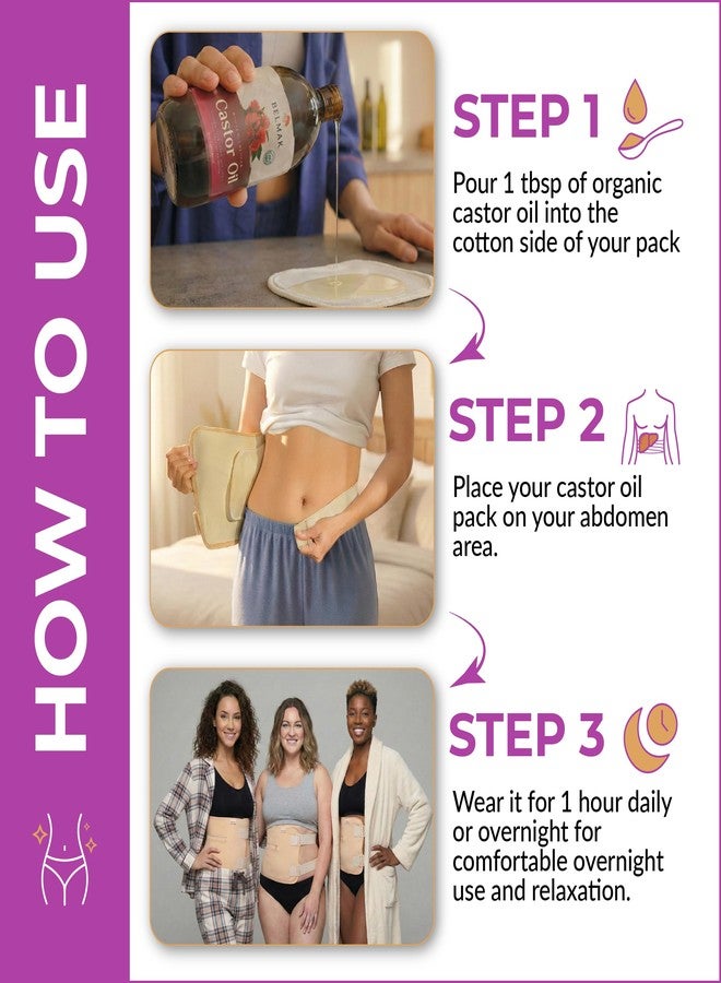 BELMAK Castor Oil Pack Wrap for Stomach, 100% Organic Cotton Inner Layer, Leak-Proof Design, Castor Oil Compress Wrap Reusable Castor Oil Pack Wrap for Women - Image 3