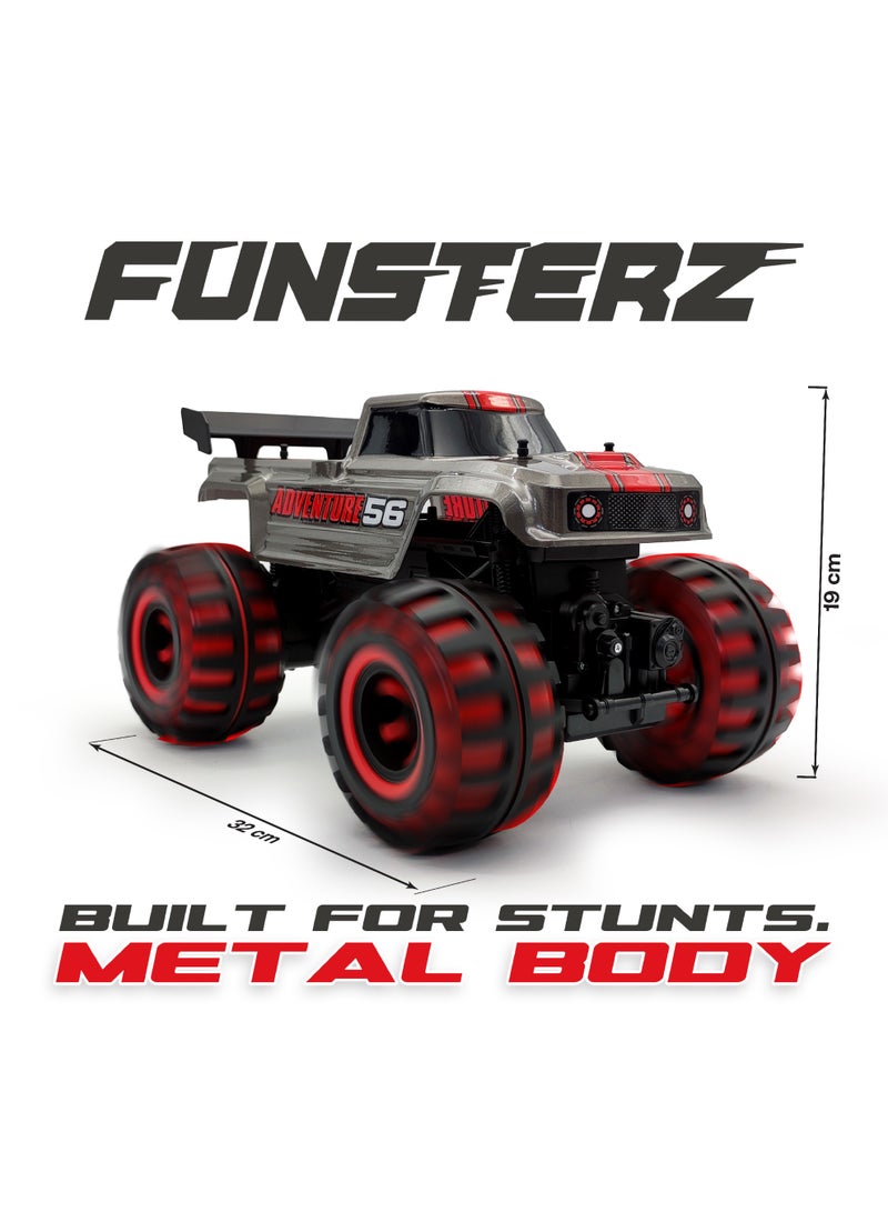 فونسترز شاحنة فانسترز نيون للمغامرات تعمل بالتحكم عن بُعد | سيارة تحكم عن بُعد بمقياس 1:12 مزودة بمصابيح LED وبطارية قابلة لإعادة الشحن | سيارة تحكم عن بُعد بتردد 2.4 جيجاهرتز | هيكل معدني، إطار فولاذي عالي القوة، سيارة حركات بهلوانية للأطفال من سن 6 سنوات فما فوق | سيارة حركات بهلوانية متينة تعمل بالتحكم عن بُعد - مصممة للسباقات، مصممة للمغامرات - Image 2