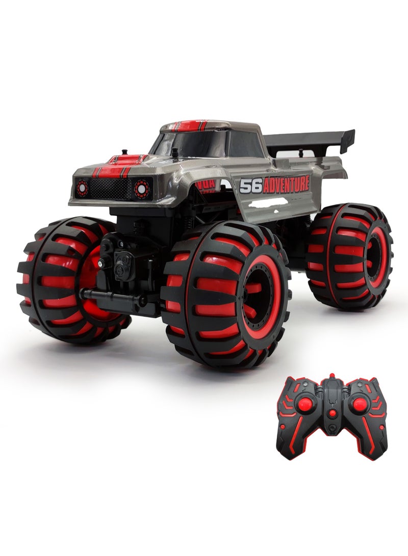 فونسترز شاحنة فانسترز نيون للمغامرات تعمل بالتحكم عن بُعد | سيارة تحكم عن بُعد بمقياس 1:12 مزودة بمصابيح LED وبطارية قابلة لإعادة الشحن | سيارة تحكم عن بُعد بتردد 2.4 جيجاهرتز | هيكل معدني، إطار فولاذي عالي القوة، سيارة حركات بهلوانية للأطفال من سن 6 سنوات فما فوق | سيارة حركات بهلوانية متينة تعمل بالتحكم عن بُعد - مصممة للسباقات، مصممة للمغامرات - Image 1