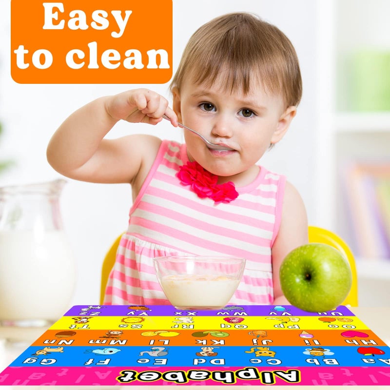 OBUSATT Educational Preschool Placemats for Kids Set of 6 Reusable Plastic Toddler Placemat Wipeable Washable Children Montessori Eat Table Mat for Nursery Homeschool Kindergarten Classroom Dining Table - Image 4