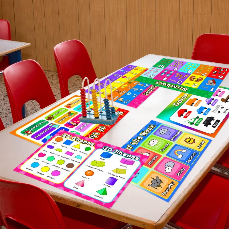 OBUSATT Educational Preschool Placemats for Kids Set of 6 Reusable Plastic Toddler Placemat Wipeable Washable Children Montessori Eat Table Mat for Nursery Homeschool Kindergarten Classroom Dining Table - Image 5