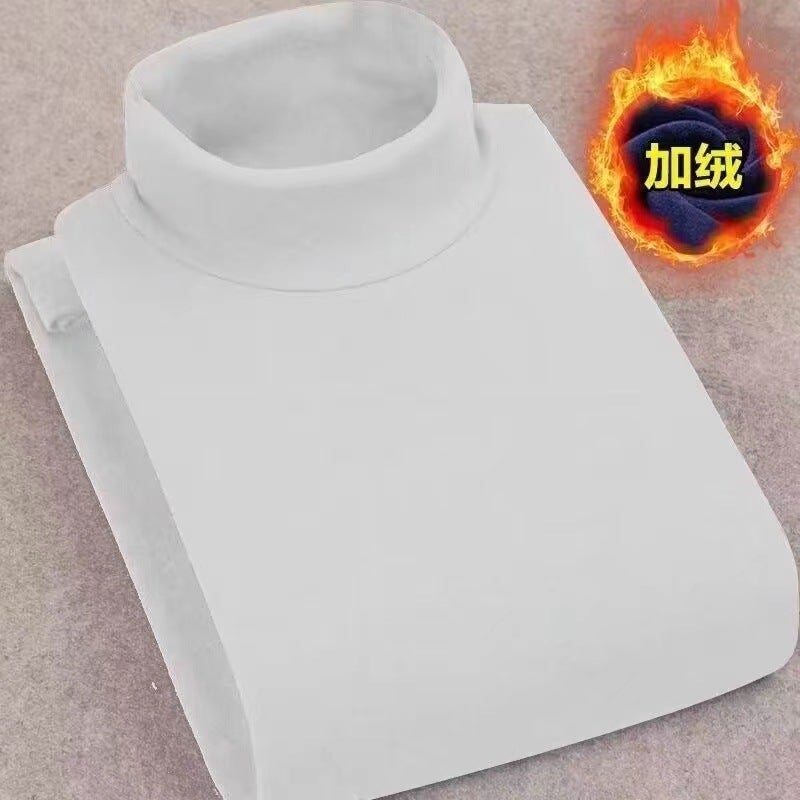 Thermal Underwear Comfortable High Quality Outer Wear Mens Top Pajamas Thin Velvet Autumn and Winter Velvet Base Shirt White - Image 1