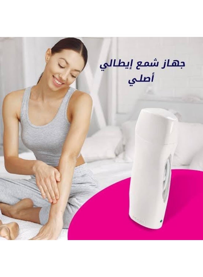 جهاز تسخين شمع رول لإزالة الشعر بالكهرباء مع سلك طاقة متصل، سخان شمع محمول للاستخدام المنزلي والصالونات، تسخين سريع، مناسب لعبوات شمع الرول القياسية، تصميم مريح مع غطاء شفاف ونافذة لمراقبة مستوى الشمع - Image 2