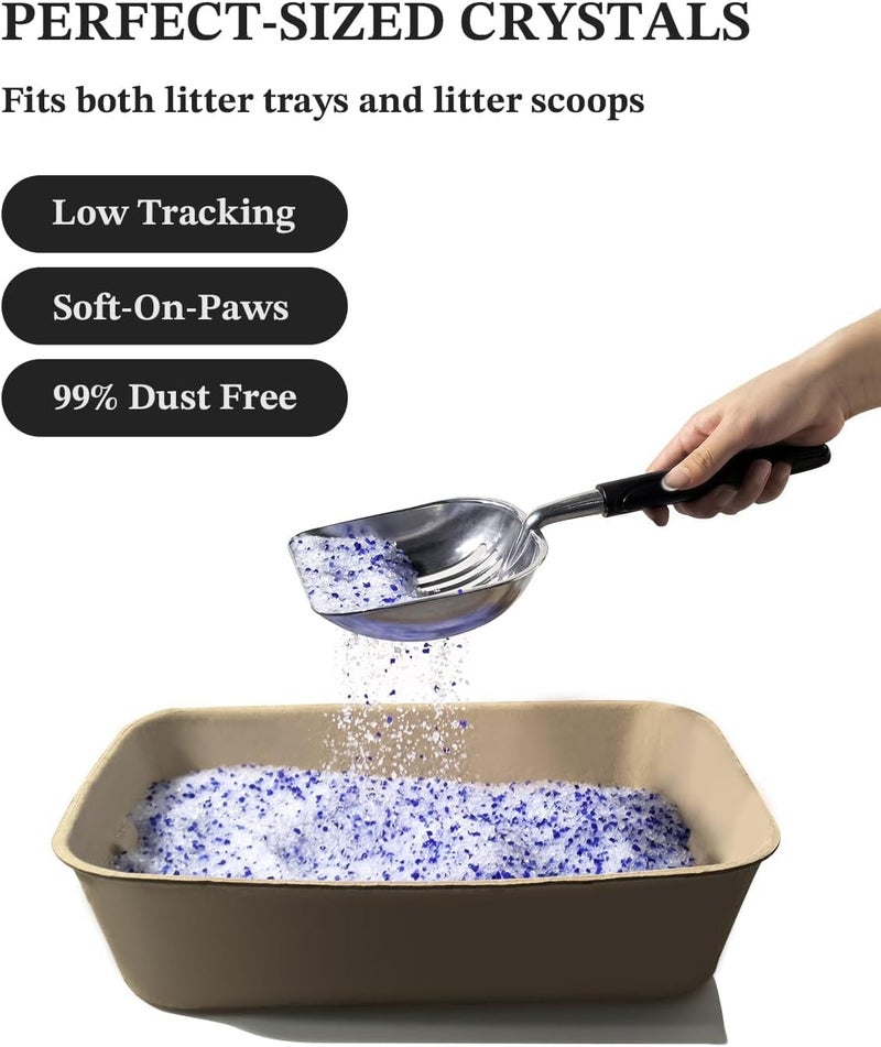 LMJP Crystal Cat Litter with Powerful Odor Control, Non-Clumping, Lasts Up to 2 Months, 8.6lb, Rapid Water Absorption, Unscented & Low Tracking Lightweight Blue & White Silica - Image 5