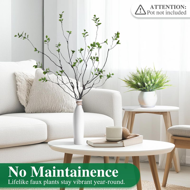 AENTGIU Faux Greenery Stems Branches for Vases, 4 Pcs Realistic Ficus Branches Fake Eucalyptus Stems, Twig-Style Fake Plants for Vase Fillers, Centerpieces, and Home Decor - Image 3