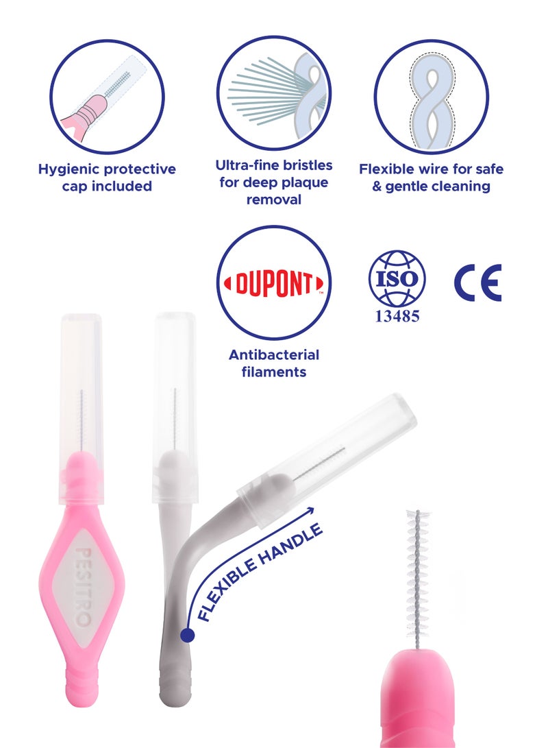PESITRO FLEXI Interdental Brush Size 0 (0.6 mm) | Extra-Fine Cleaning for Ultra-Tight Gaps - Image 2