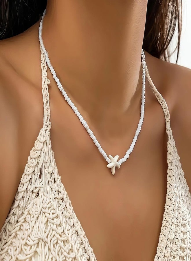 Nackiy Handmade Sea Shell Necklace for Women Summer Adjustable Natural Shell Collar Necklace (Beige Braided Rope), No Gemstone - Image 3