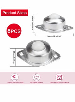 SYOSI 8Pack Roller Ball Transfer Bearings Wheel Universal Castor Balls with Nylon Used for Stand Equipment and Transmission System 44lbs Load Capacity  - Image 2