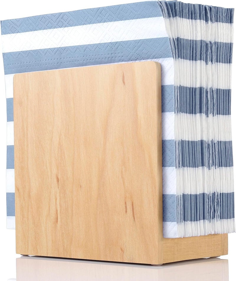 Toros.Store Napkin Holder For Table  Wooden Farmhouse Napkin Holders Light Brown Simple Upright Vertical Dining Table Cocktail Napkins Dispenser Kitchen Rustic Natural Walnut Wood For Paper Napkins - Image 1